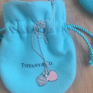 Tiffany&co AG925 pink double heart necklace